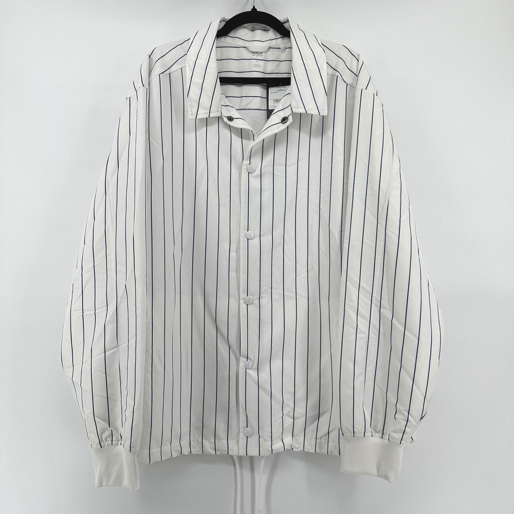 DSG Mens Pinstripe Coach's Jacket Pure White Water Repellent DAM15108PRT Large
